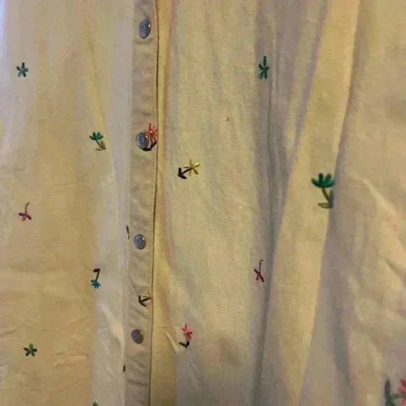 Women’s Size Small Denim and Co Cream Denim Floral Button Up Maxi  Dress - Picture 2 of 4